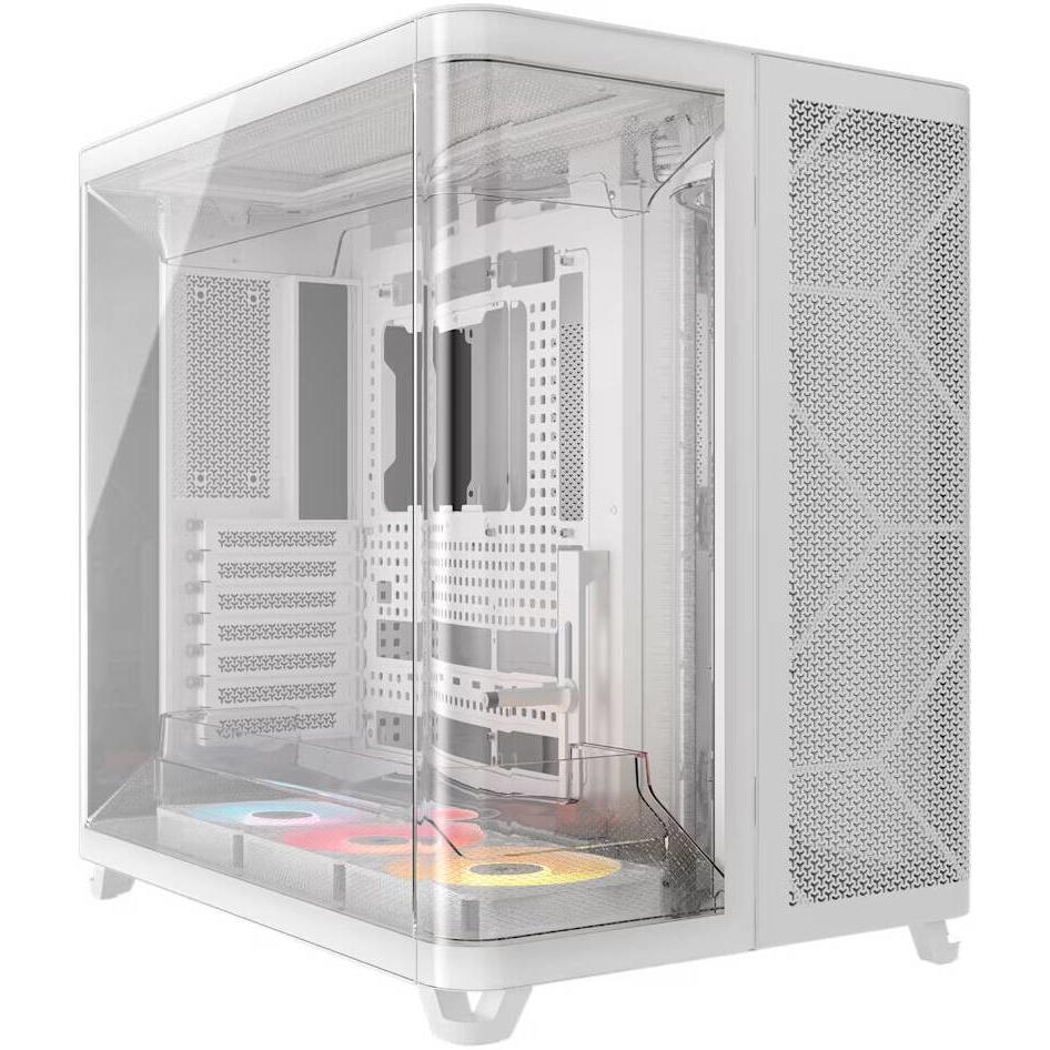 A large main feature product image of Corsair AIR 5400 RS-R ARGB Triple-Chamber Mid Tower Case (White)
