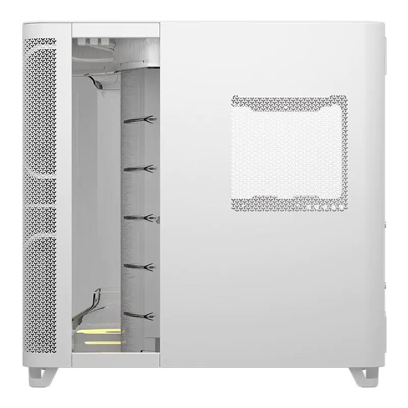 A large main feature product image of Corsair AIR 5400 LX-R RGB LINK Triple-Chamber Mid Tower Case (White)