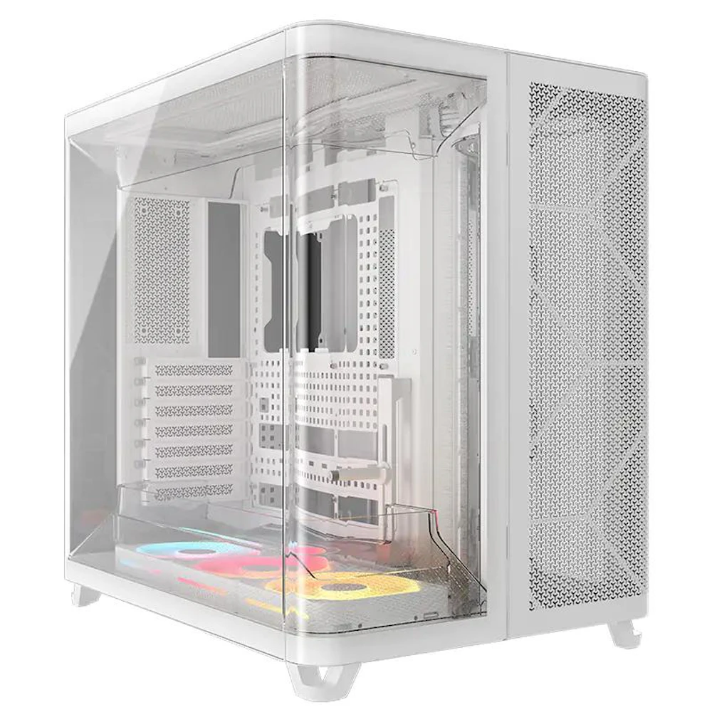 Corsair AIR 5400 LX-R RGB LINK Triple-Chamber Mid Tower Case (White)