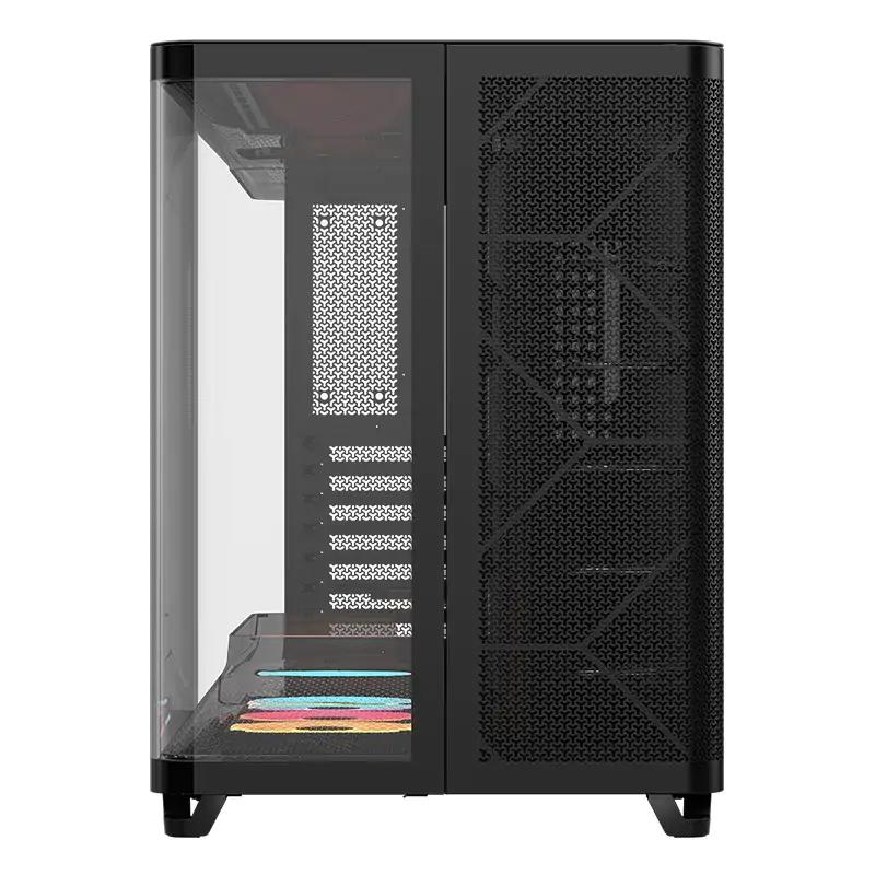 A large main feature product image of Corsair AIR 5400 LX-R RGB LINK Triple-Chamber Mid Tower Case (Black)