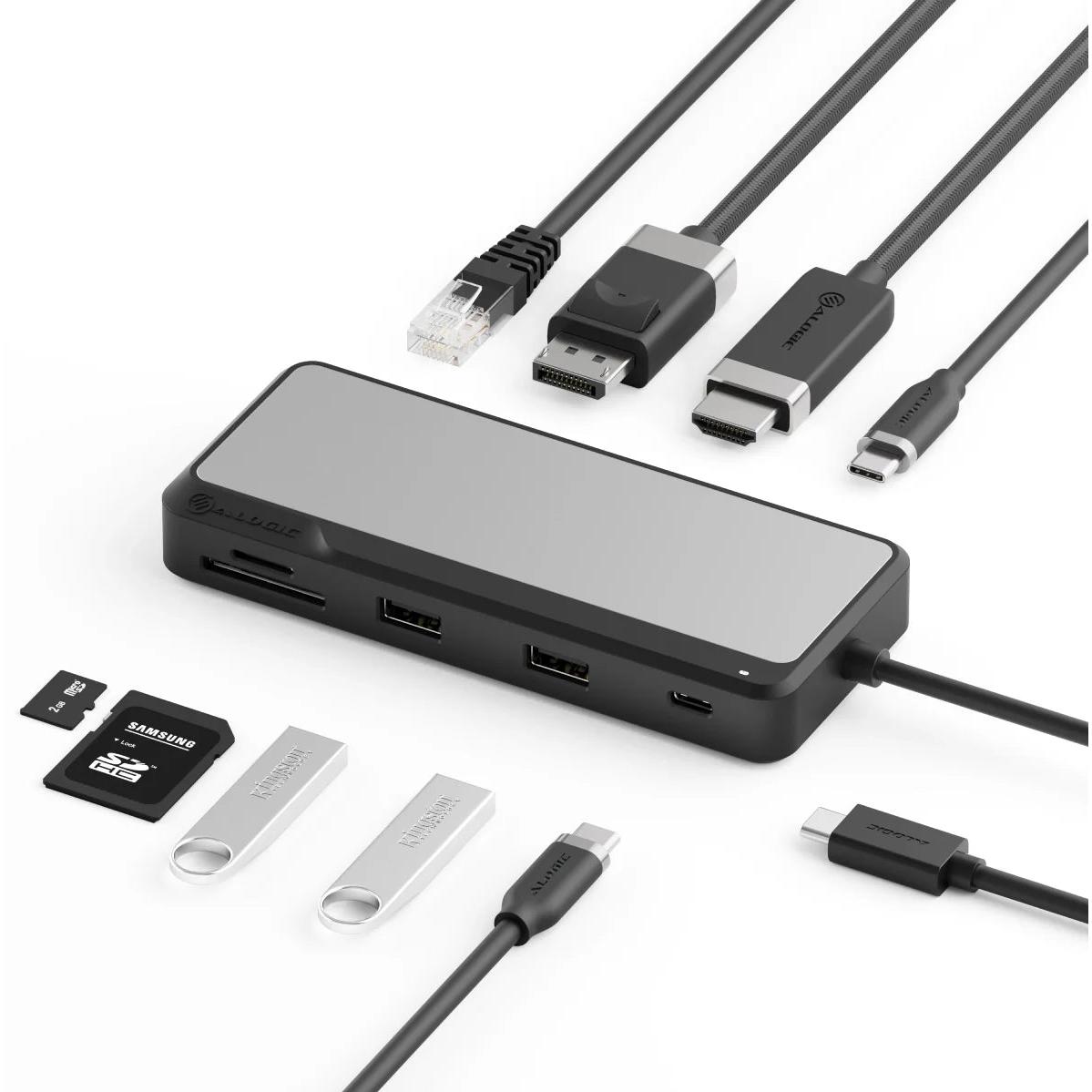 A large main feature product image of EX-DEMO ALOGIC USB Type-C Fusion Pro AXIS 7-Port Dock