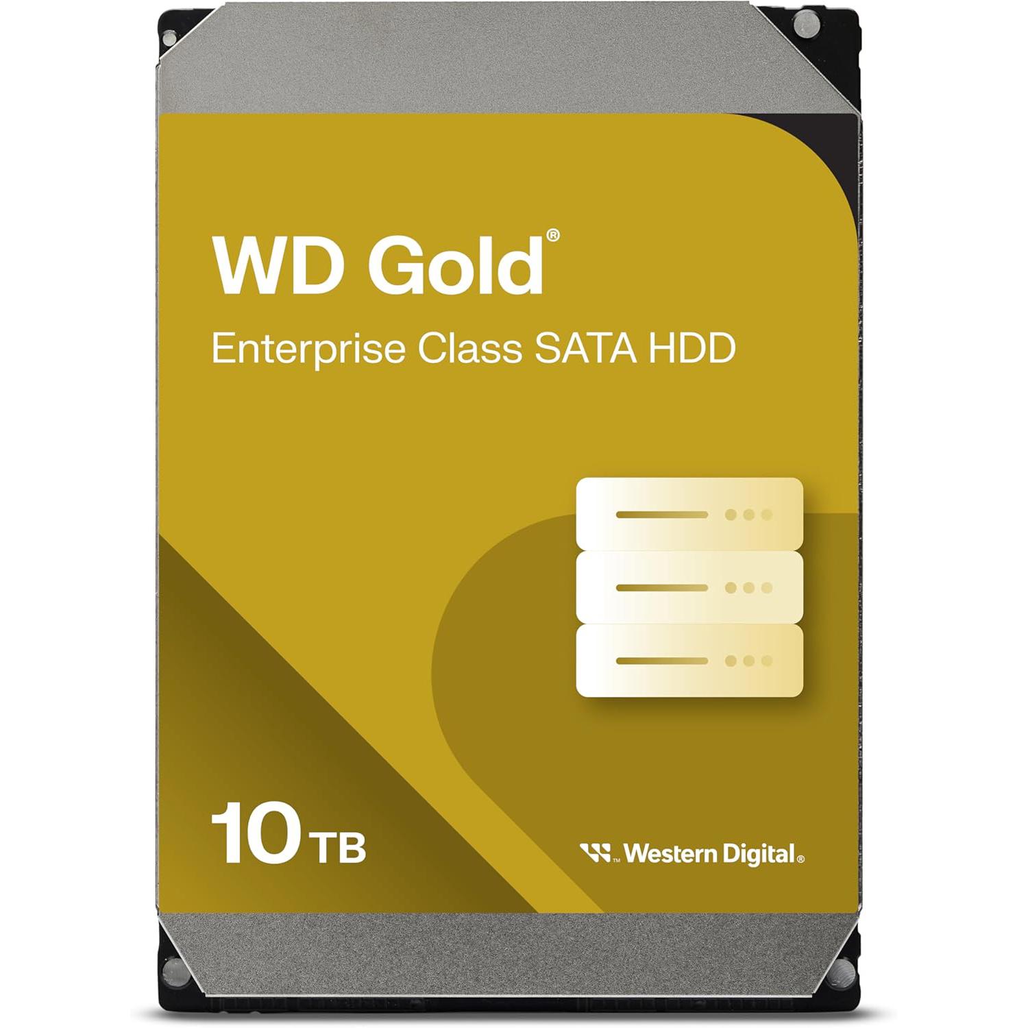 A large main feature product image of WD Gold 3.5" Enterprise Class HDD - 10TB 512MB