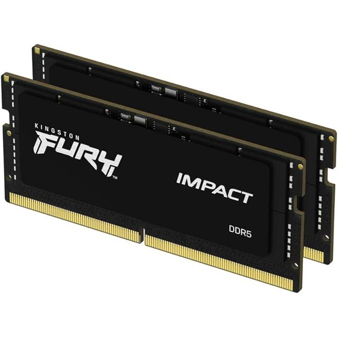 A large main feature product image of Kingston FURY Impact 32GB Kit (2x16GB) DDR5-6000 C38 SO-DIMM