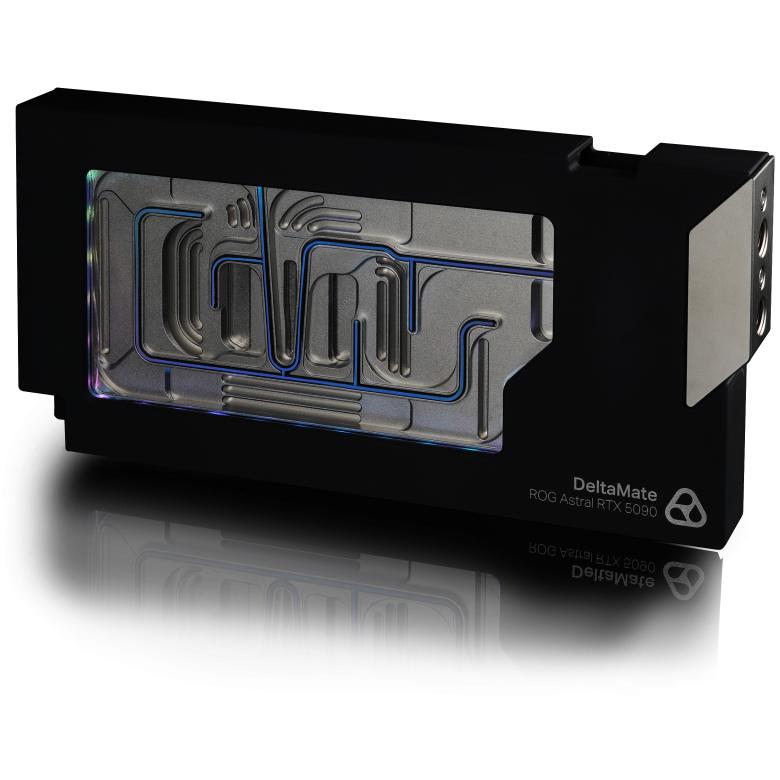 A large main feature product image of Thermal Grizzly DeltaMate ROG Astral RTX 5090 GPU Water Block