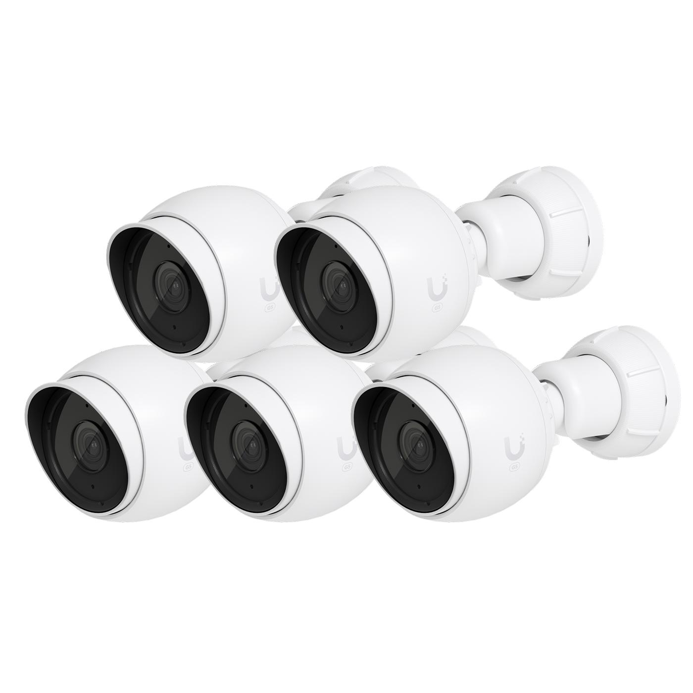 A large main feature product image of Ubiquiti UniFi G5 Bullet - Indoor/Outdoor 2K HD PoE Camera 5-Pack
