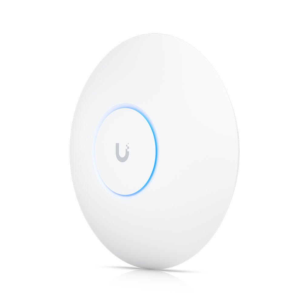 A large main feature product image of Ubiquiti UniFi U7 Pro Ceiling-Mounted Wi-Fi 7 Wireless Access Point 5-Pack