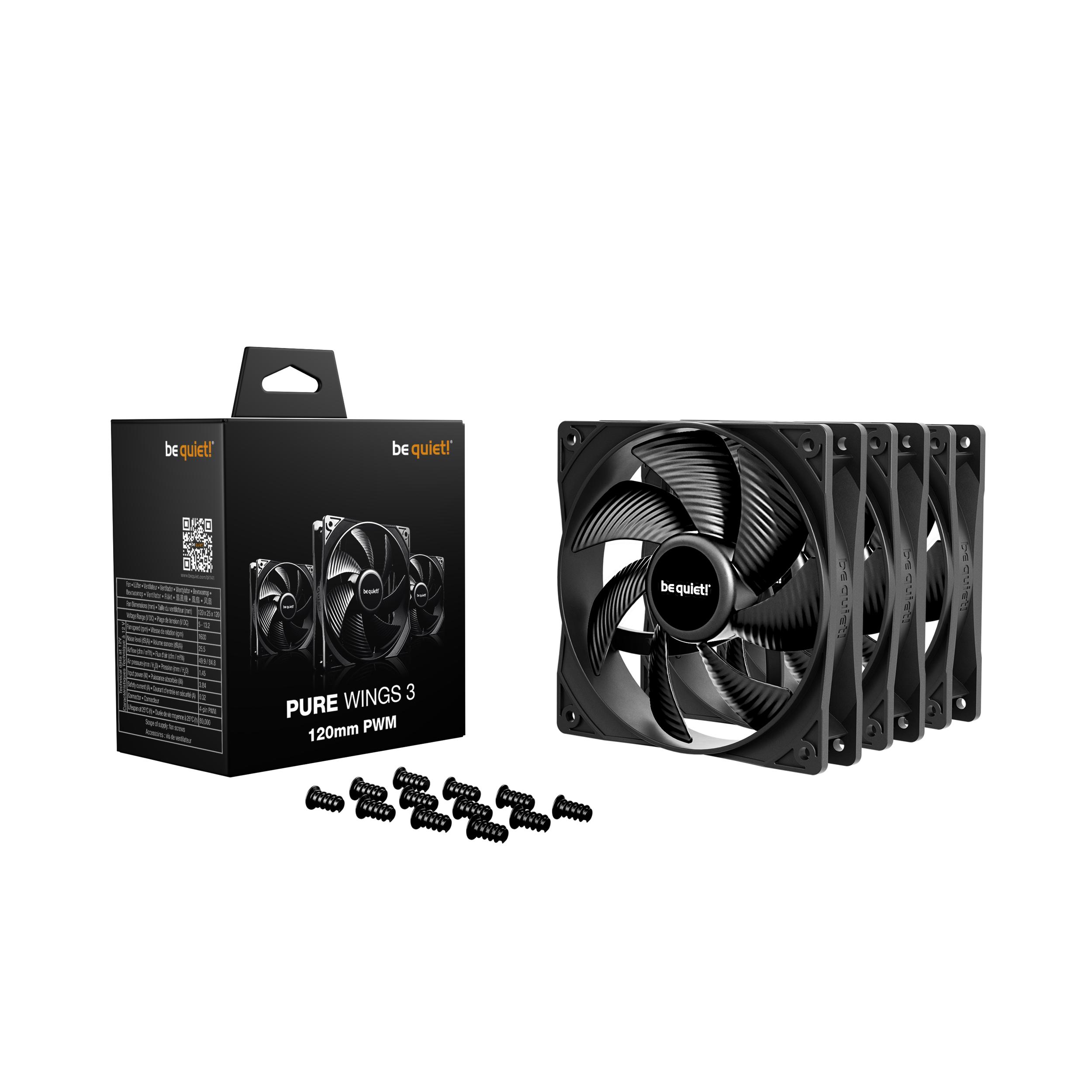 A large main feature product image of be quiet! PURE WINGS 3 120mm PWM Fan 3-Pack