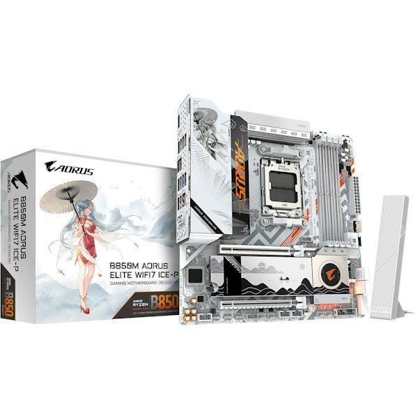 Gigabyte B850M AORUS ELITE WiFi7 ICE-P AM5 mATX Desktop Motherboard - Waifu