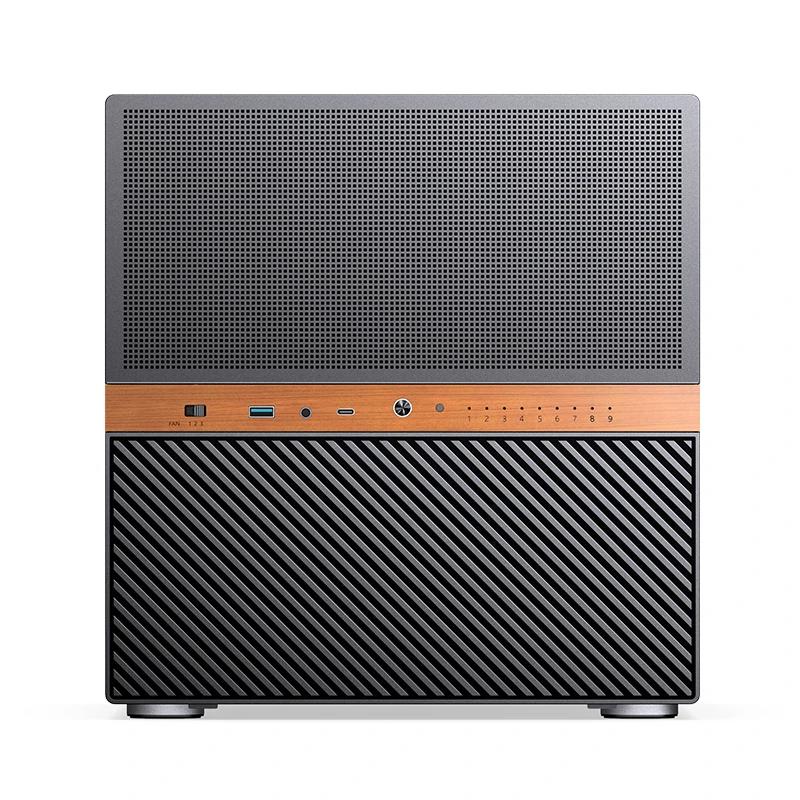 A large main feature product image of Jonsbo N6 - 34L Compact mATX 9-Bay NAS Case (Black)