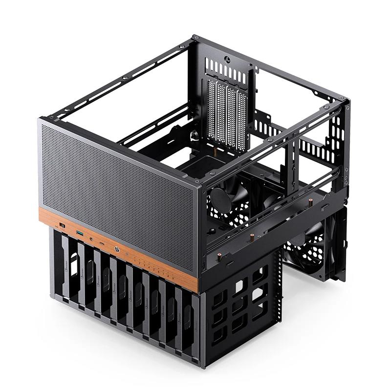 A large main feature product image of Jonsbo N6 - 34L Compact mATX 9-Bay NAS Case (Black)