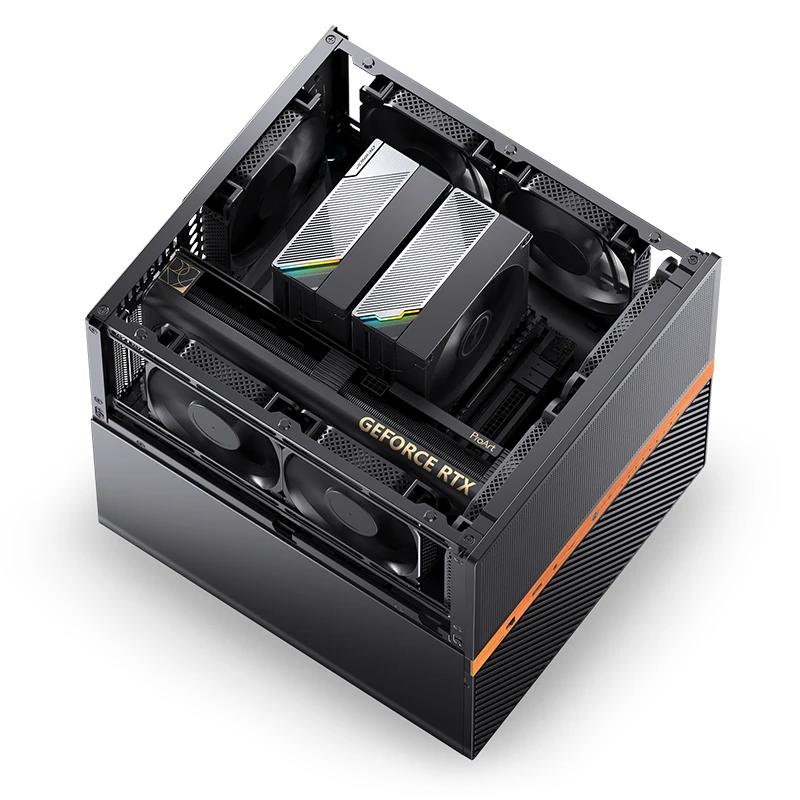 A large main feature product image of Jonsbo N6 - 34L Compact mATX 9-Bay NAS Case (Black)