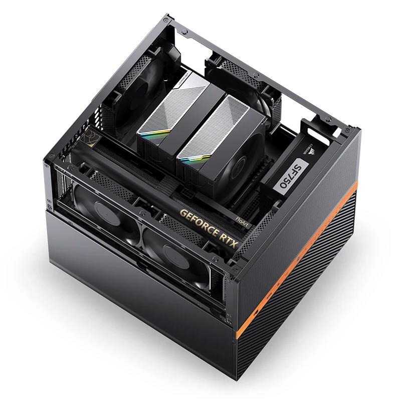 A large main feature product image of Jonsbo N6 - 34L Compact mATX 9-Bay NAS Case (Black)
