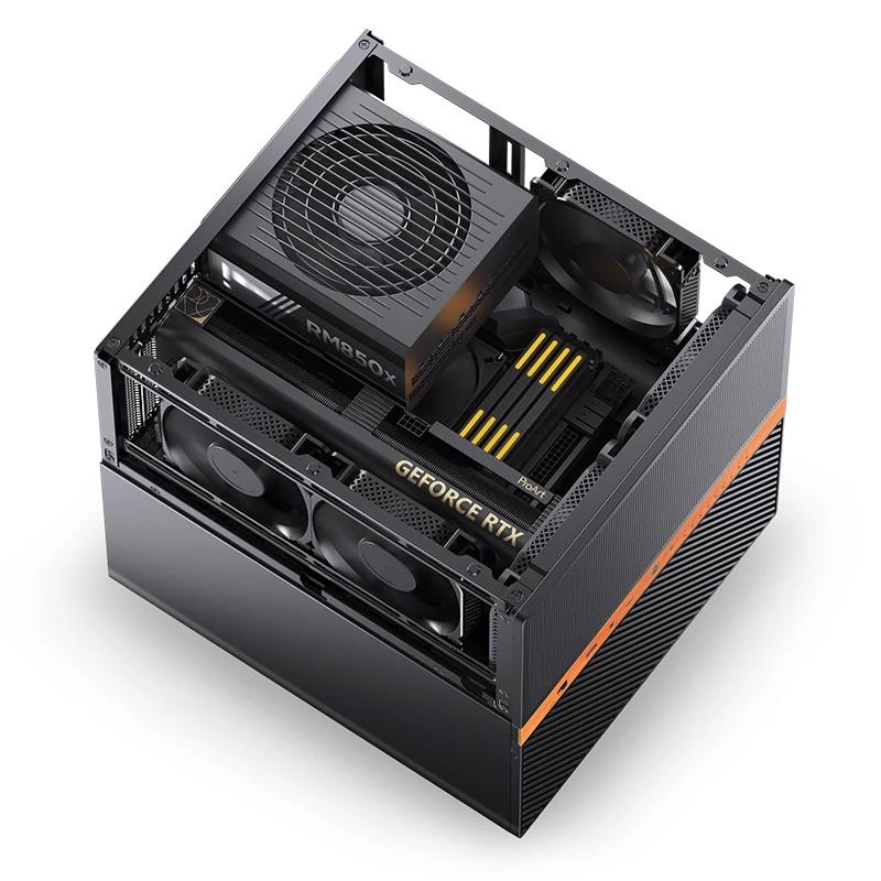 A large main feature product image of Jonsbo N6 - 34L Compact mATX 9-Bay NAS Case (Black)