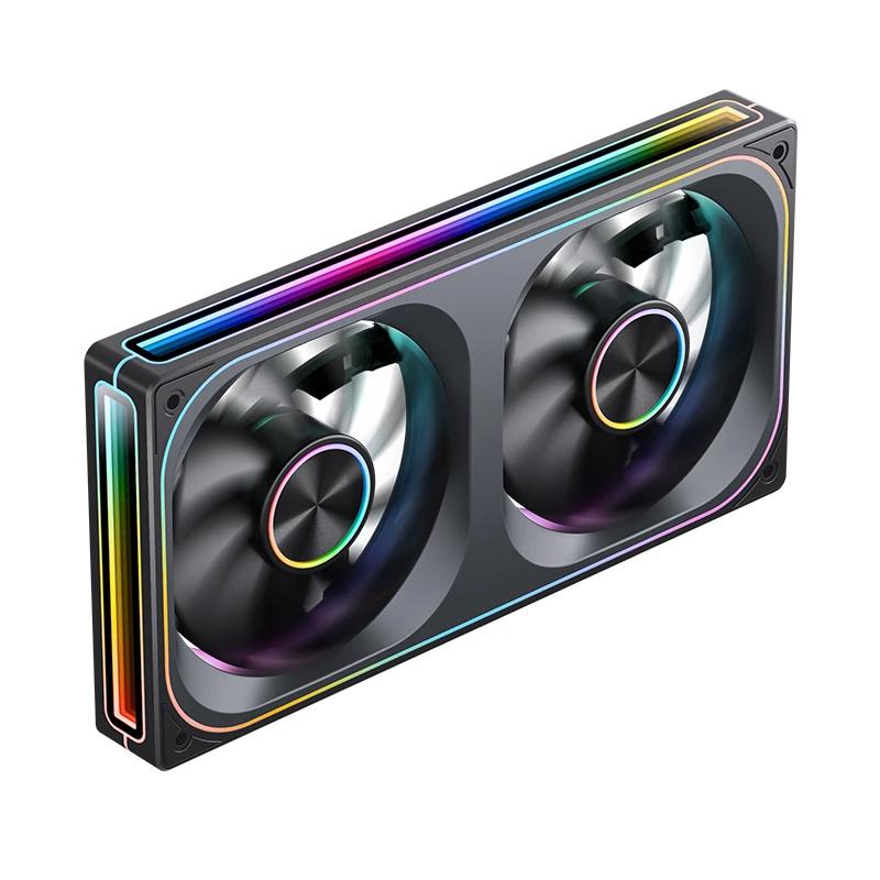 A large main feature product image of Jonsbo ZA-240 ARGB 120x240mm PWM Reverse Blade Dual Fan Module (Black)