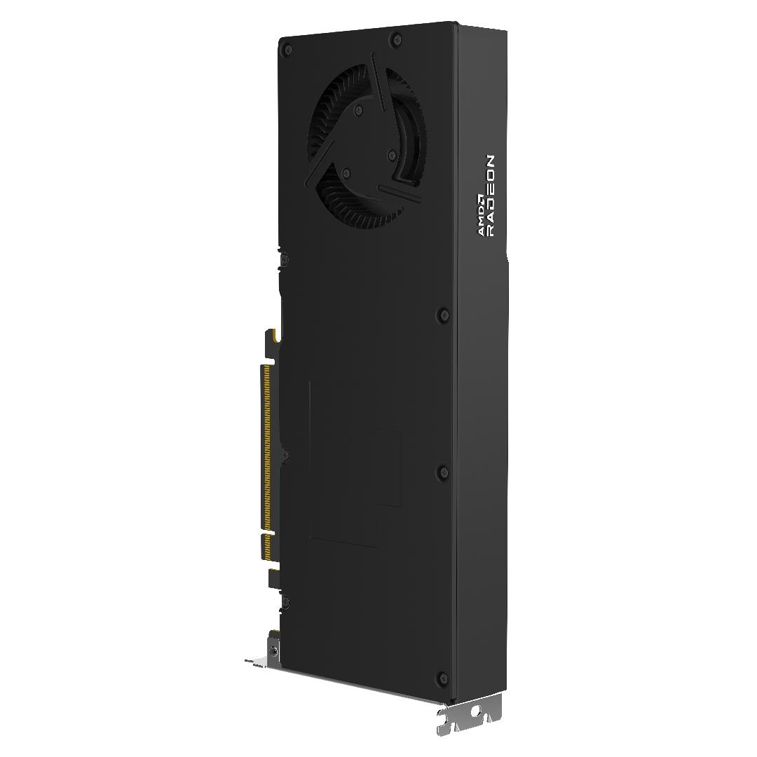 A large main feature product image of XFX Radeon AI Pro R9700 Blower 32GB GDDR6