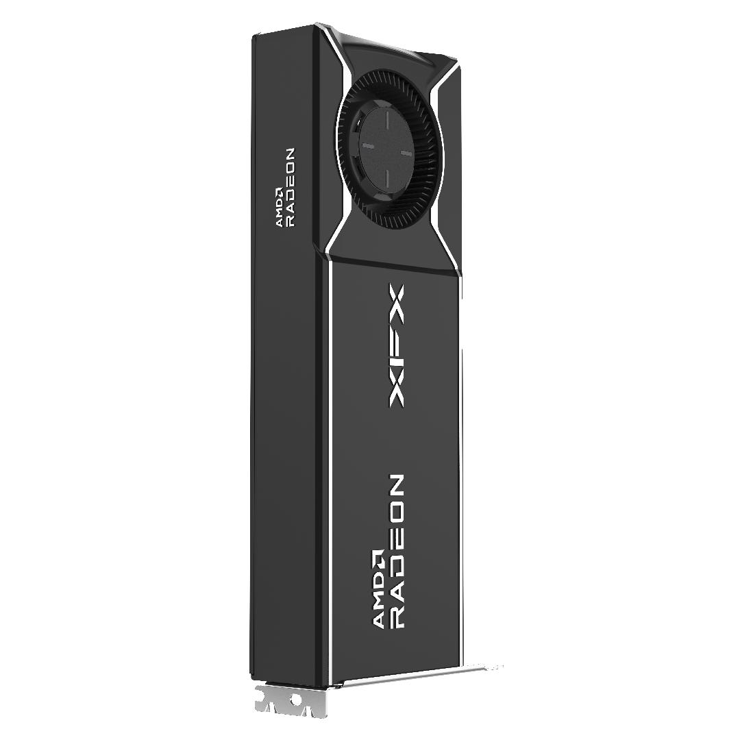 A large main feature product image of XFX Radeon AI Pro R9700 Blower 32GB GDDR6
