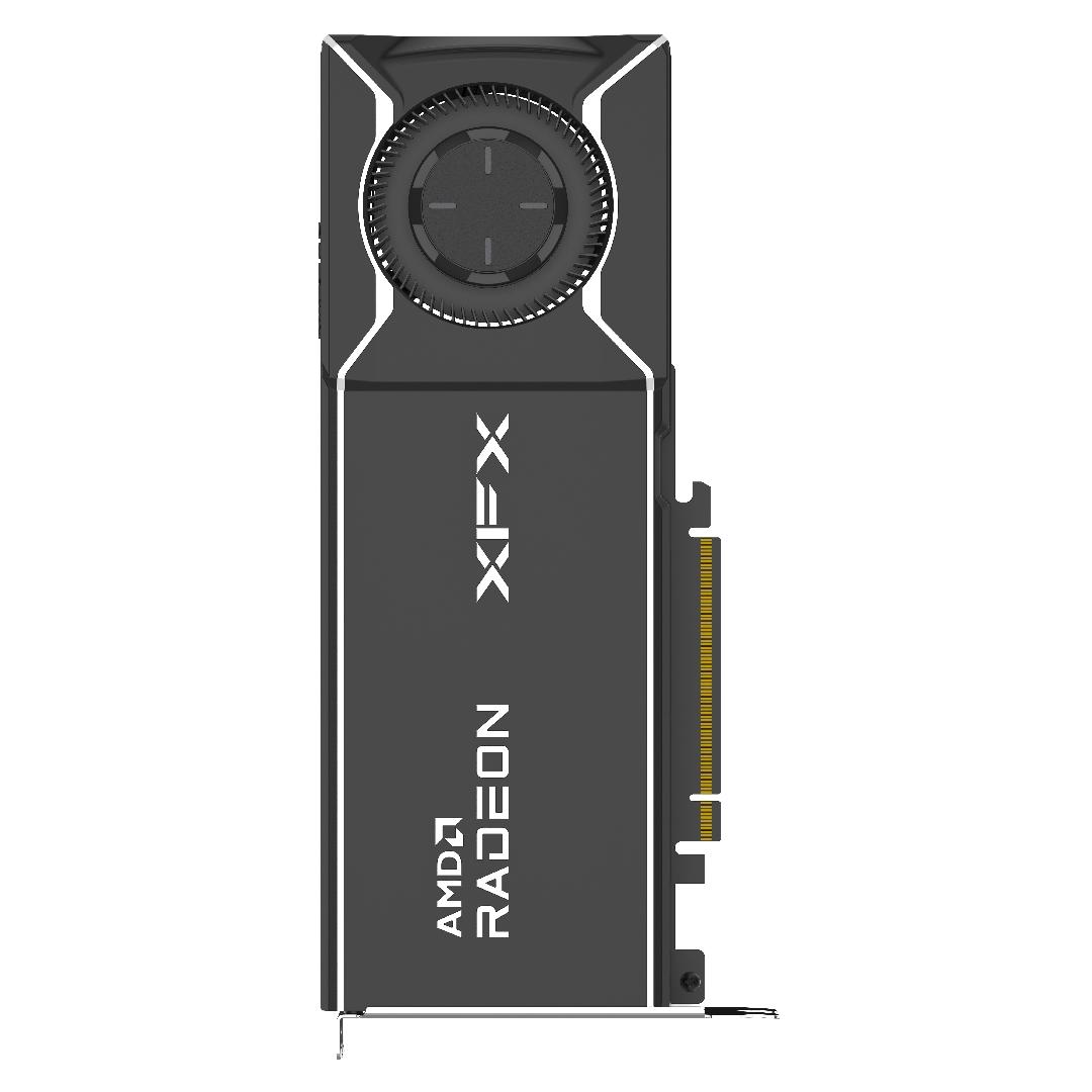 A large main feature product image of XFX Radeon AI Pro R9700 Blower 32GB GDDR6
