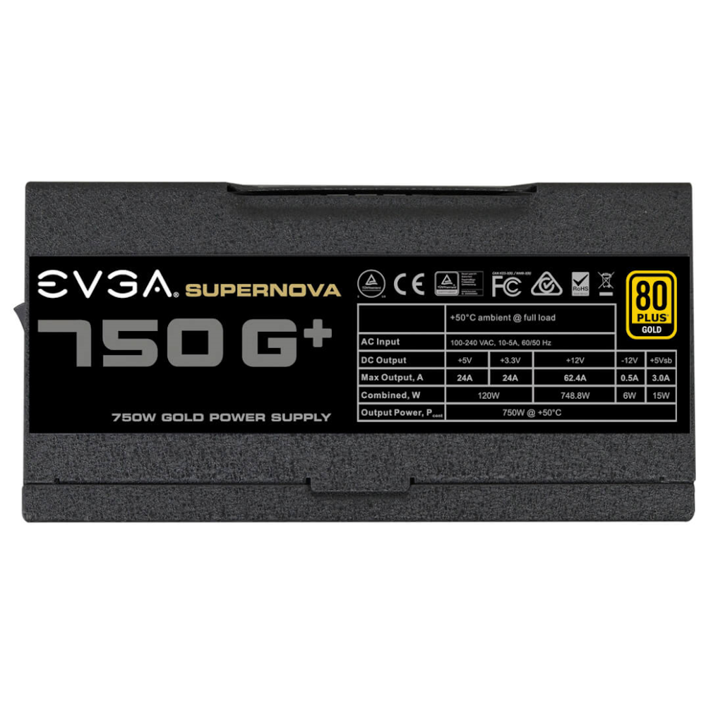 A large main feature product image of EX-DEMO EVGA SuperNOVA 750 G+ 750W Gold ATX PSU