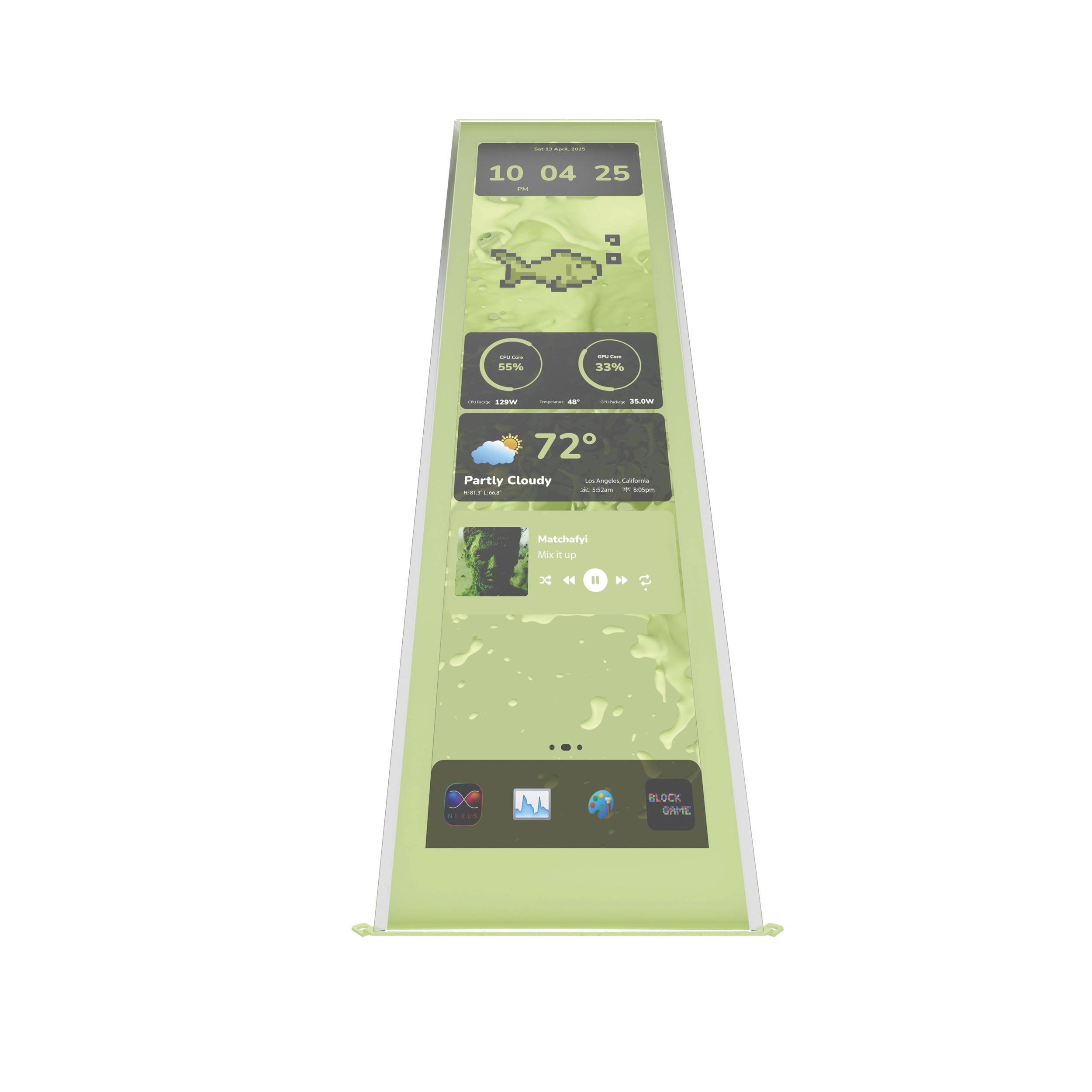 A large main feature product image of HYTE 14.9" Touch Infinite LCD Display Upgrade for Y70 (Matcha Milk)