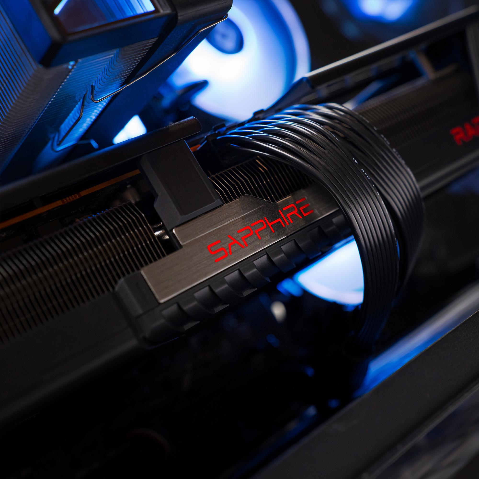 A large main feature product image of PLE Ghost RX 9070 XT Prebuilt Ready To Go Gaming PC