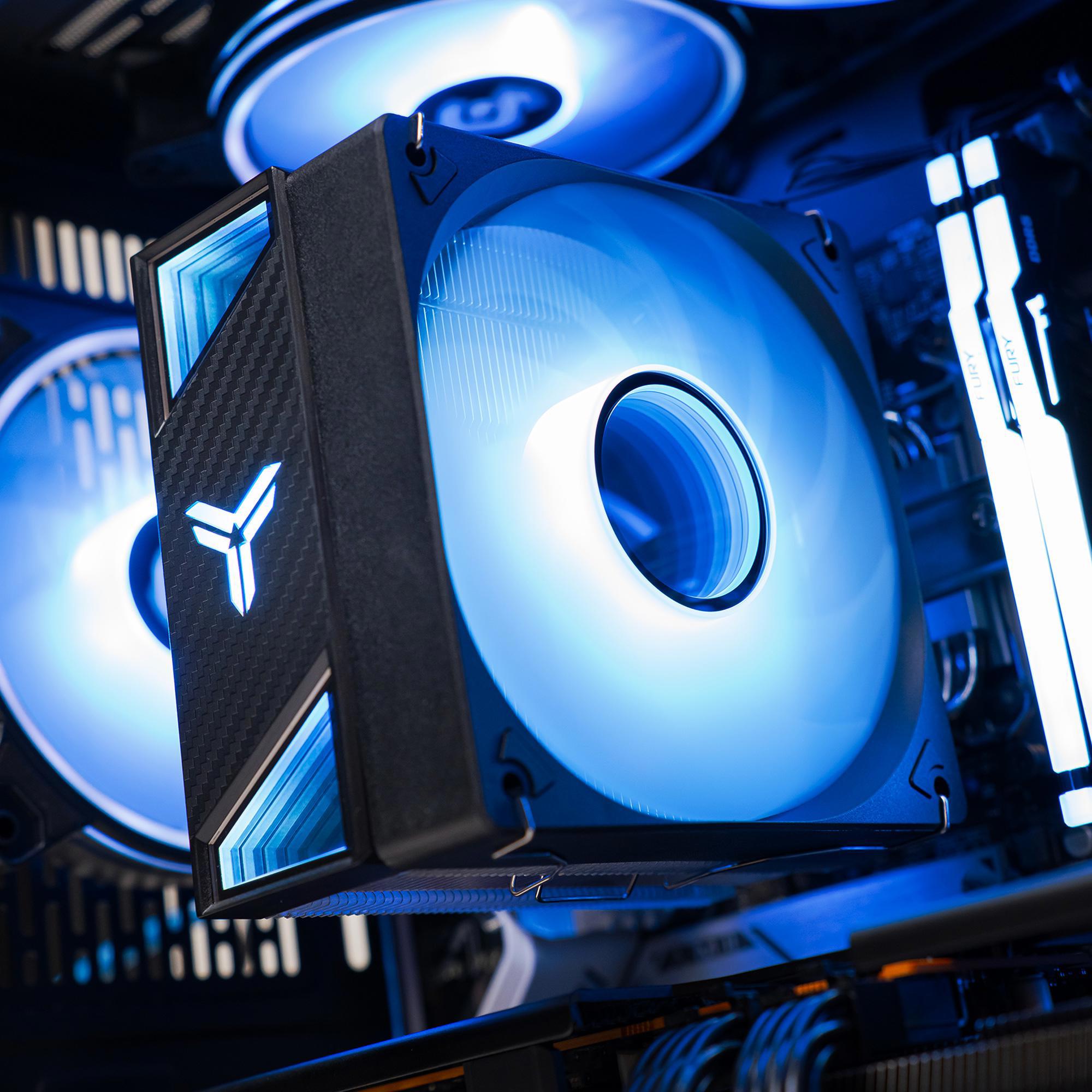 A large main feature product image of PLE Ghost RX 9070 XT Prebuilt Ready To Go Gaming PC