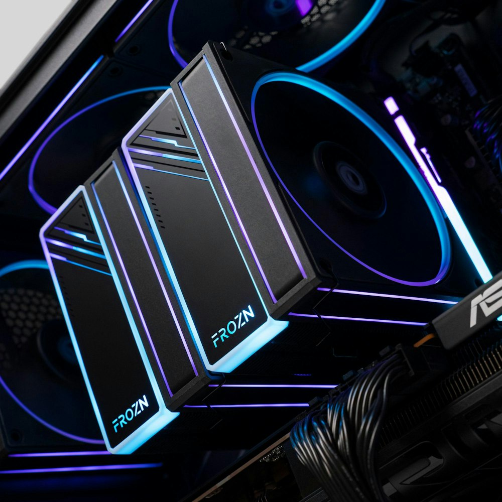 A large main feature product image of PLE Edge RX 9070 XT Prebuilt Ready To Go Gaming PC