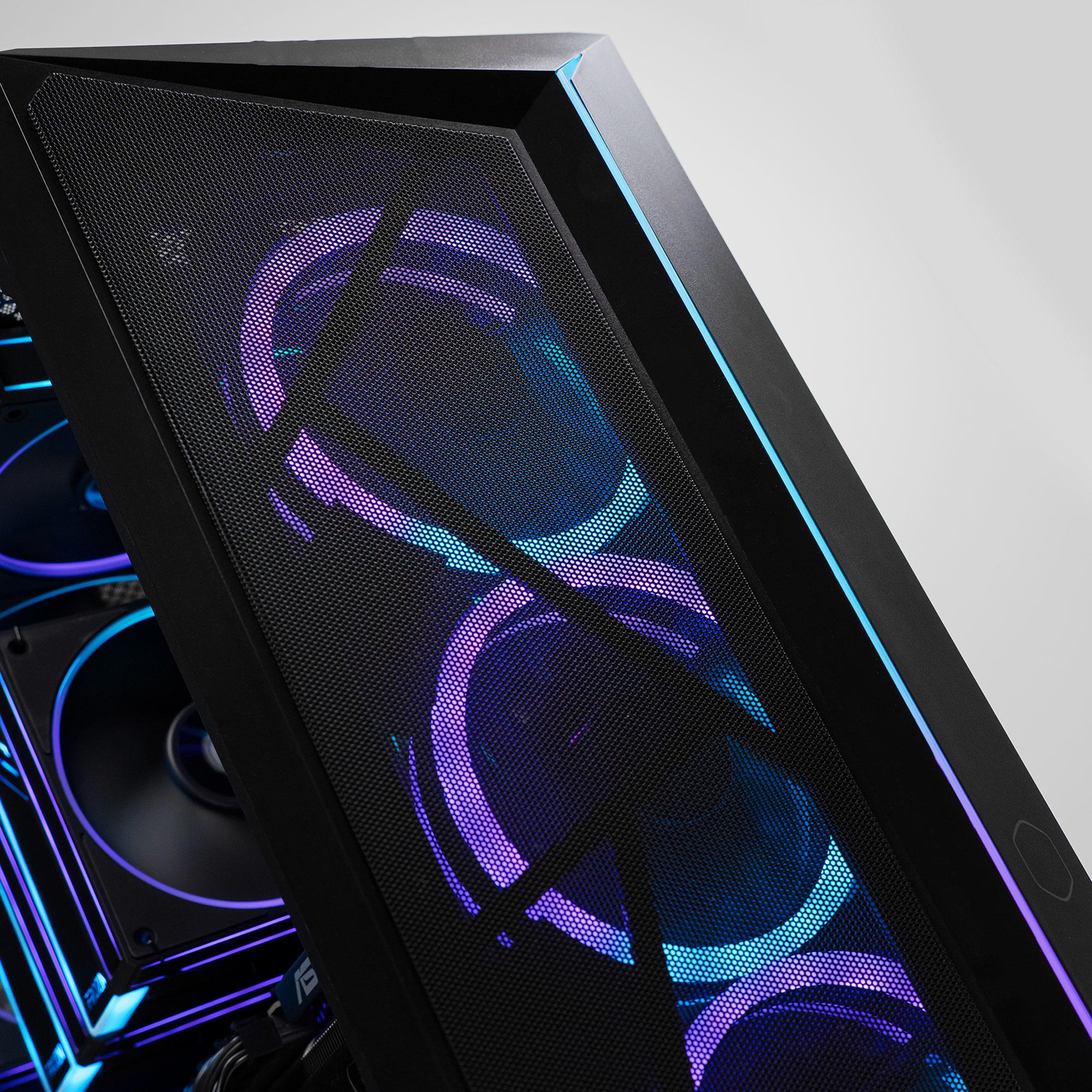 A large main feature product image of PLE Edge RX 9070 XT Prebuilt Ready To Go Gaming PC