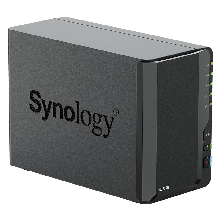 A large main feature product image of Synology DiskStation DS225+ 2-Bay NAS (2.0GHz Intel 4-Core, 2GB RAM, 2.5GbE + 1GbE)