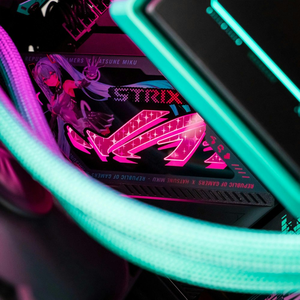 A large main feature product image of PLE Hatsune Miku RTX 5080 Prebuilt Ready To Go Gaming PC