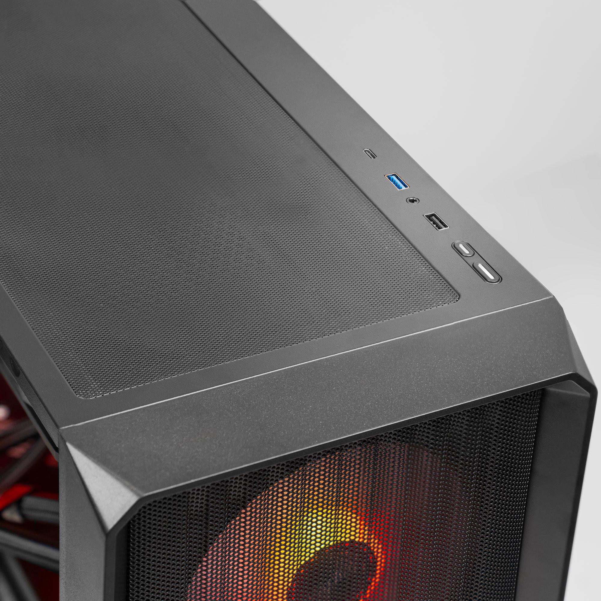A large main feature product image of PLE Flare RTX 5070 Ti Prebuilt Ready To Go Gaming PC