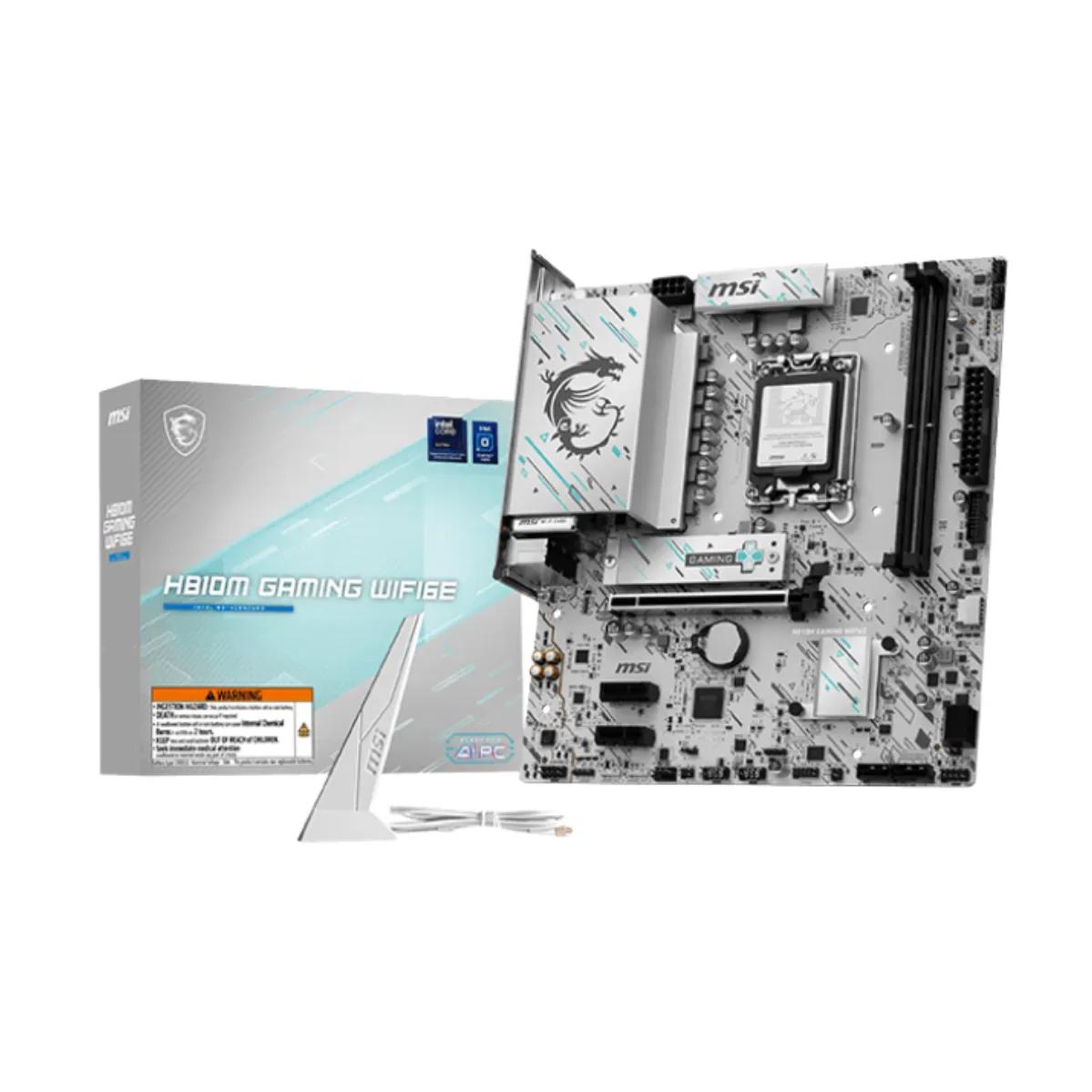 A large main feature product image of MSI PRO H810M-Gaming WiFi6E LGA1851 mATX Desktop Motherboard
