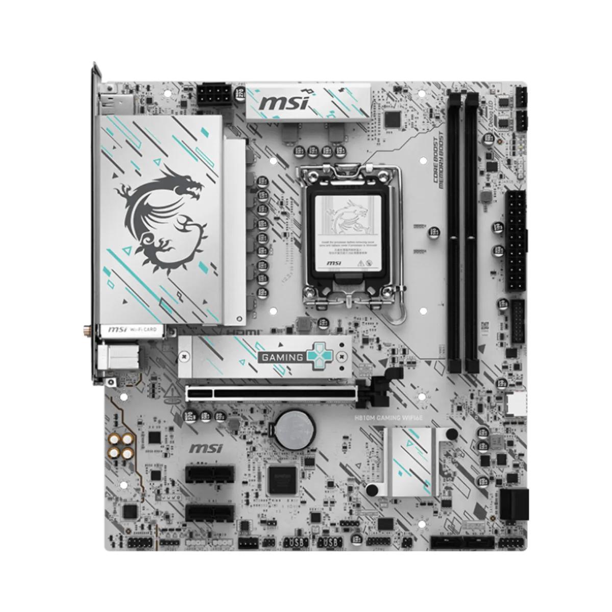 A large main feature product image of MSI PRO H810M-Gaming WiFi6E LGA1851 mATX Desktop Motherboard