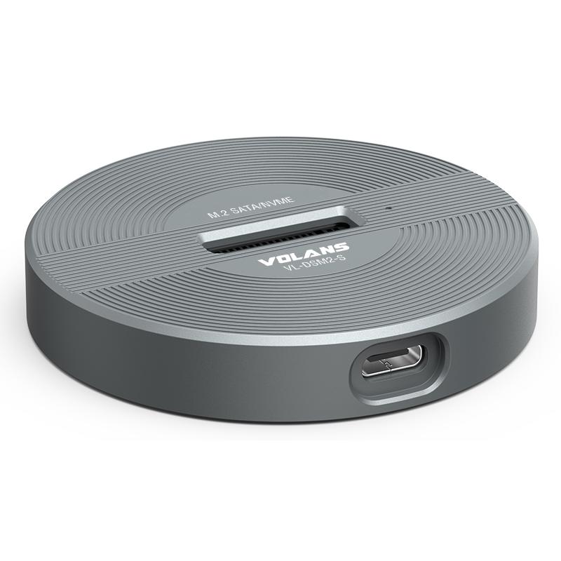 A large main feature product image of Volans DSM2-S Aluminium USB Type-C (Gen 2) M.2 NVMe/SATA SSD Docking Station