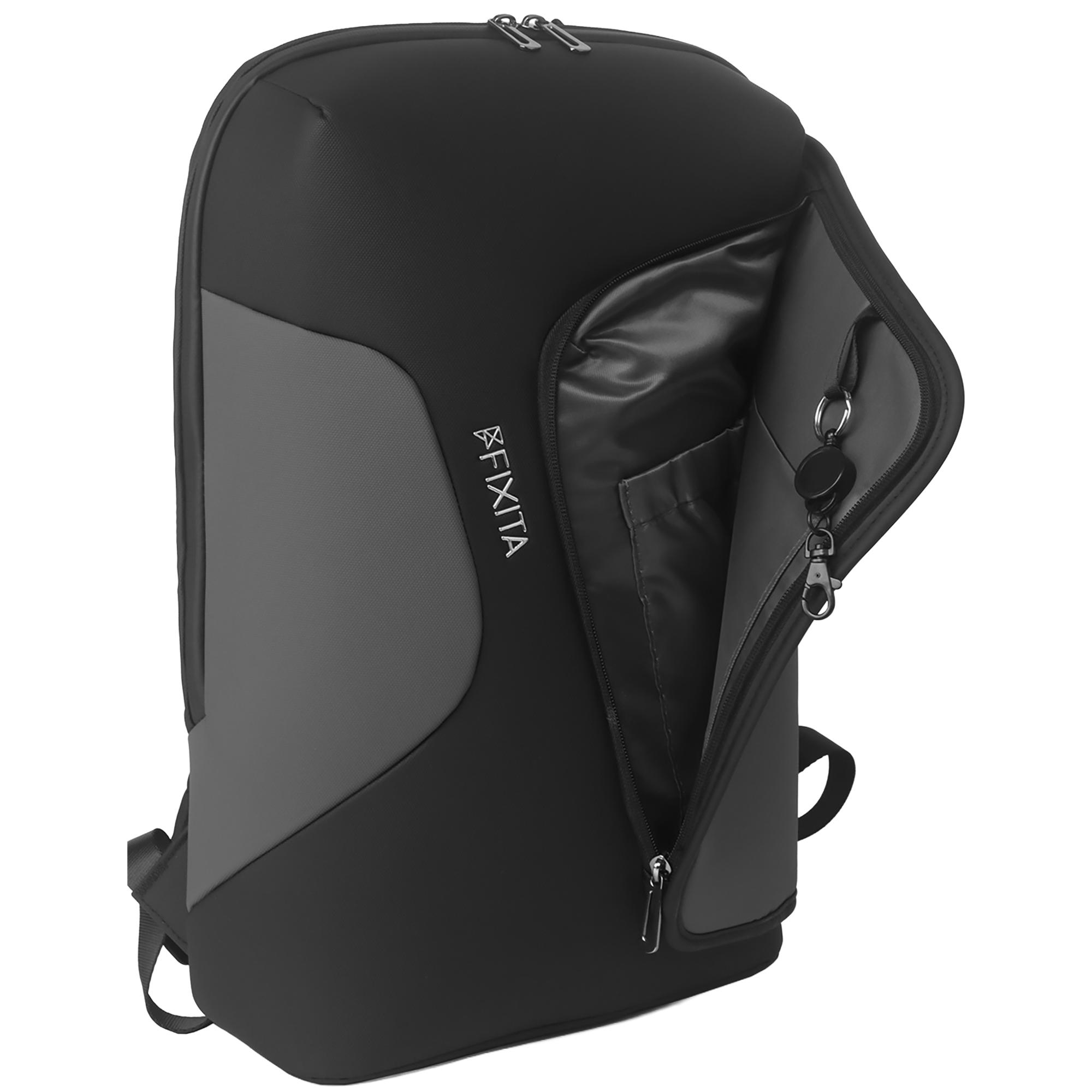 A large main feature product image of Fixita Aero 15.6" Black/Grey Notebook Backpack