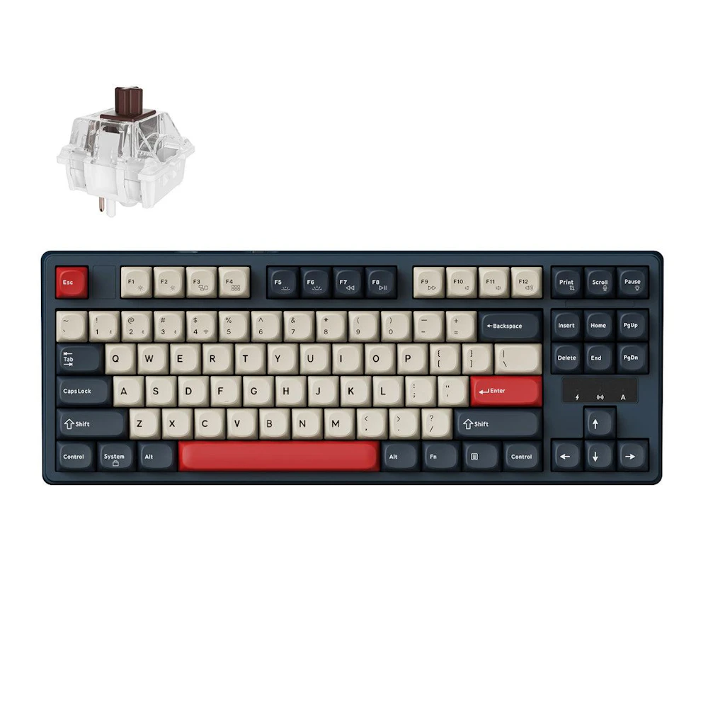 Keychron J4 QMK Wireless Hot-Swappable Mechanical Keyboard - Dark Blue (Brown Switch)