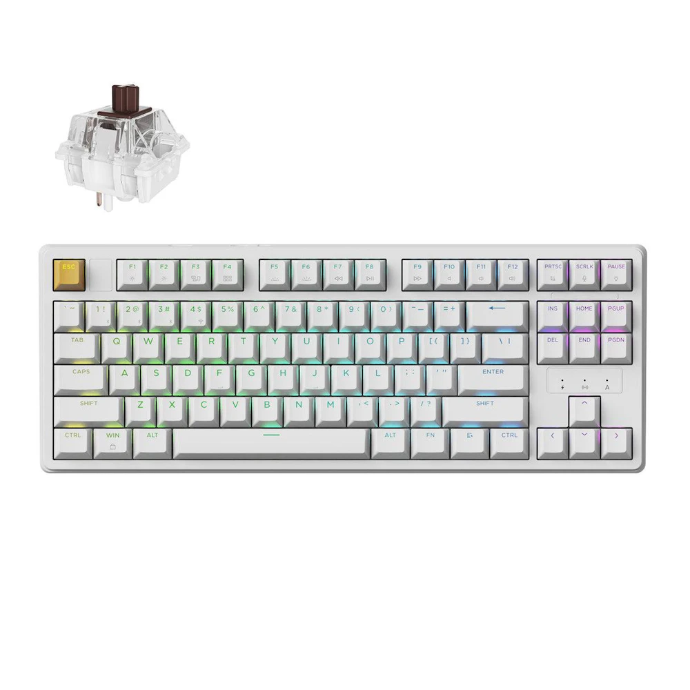 Keychron J4 QMK Wireless Hot-Swappable Mechanical Keyboard - White (Brown Switch)