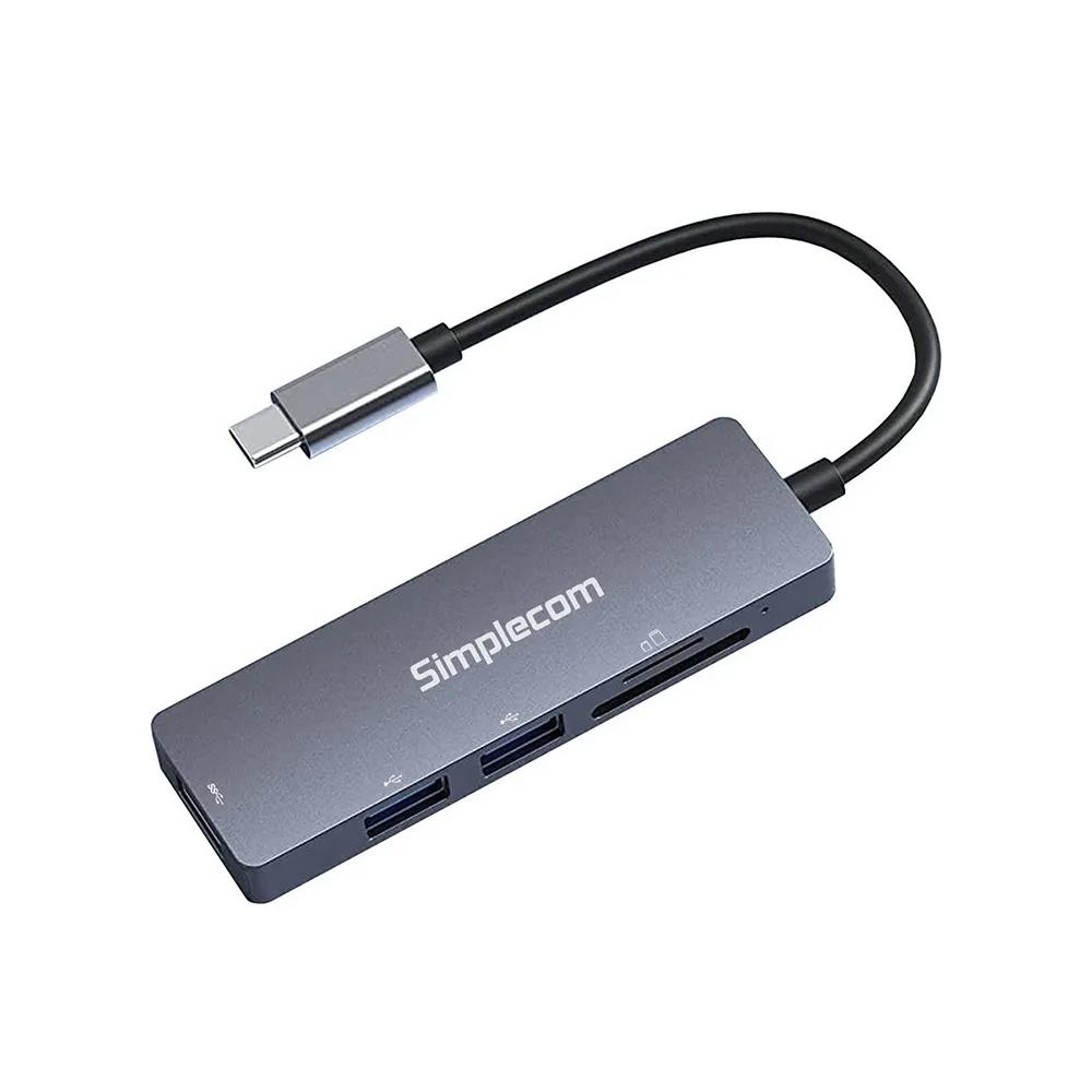 A large main feature product image of Simplecom CH255 USB-C 5-in-1 Multiport Adapter 3-Port USB-A Hub with SD MicroSD Card Reader