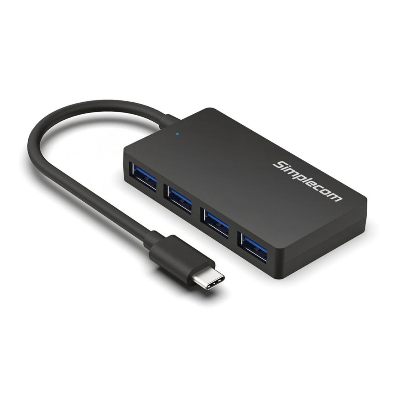 A large main feature product image of Simplecom CH350 USB-C to 4-Port USB-A Hub USB 3.2 Gen1