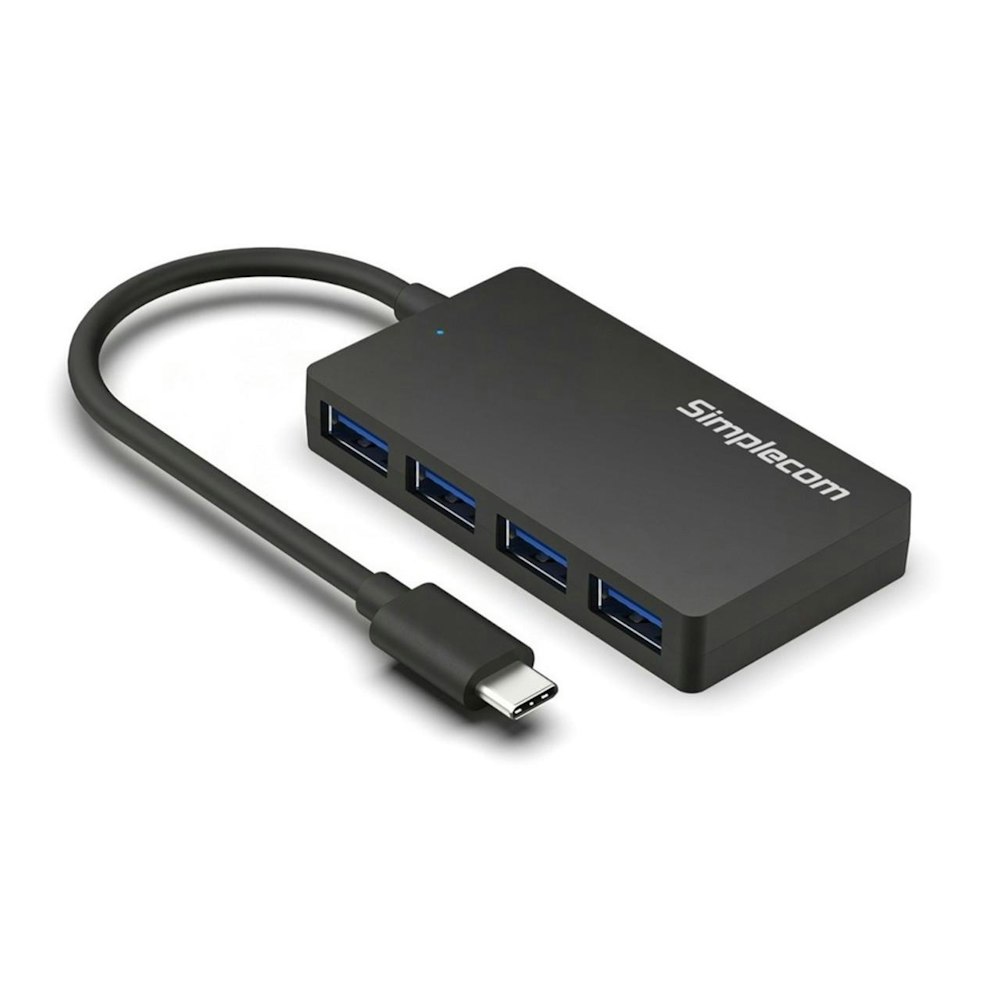 A large main feature product image of Simplecom CH350 USB-C to 4-Port USB-A Hub USB 3.2 Gen1