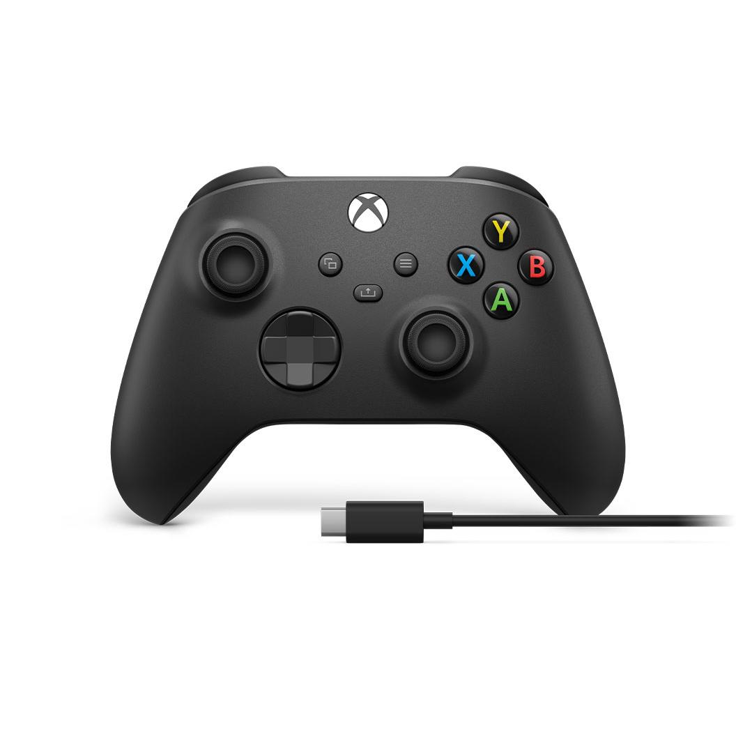 A large main feature product image of XBOX Wireless Controller w/ USB-C Cable - Black