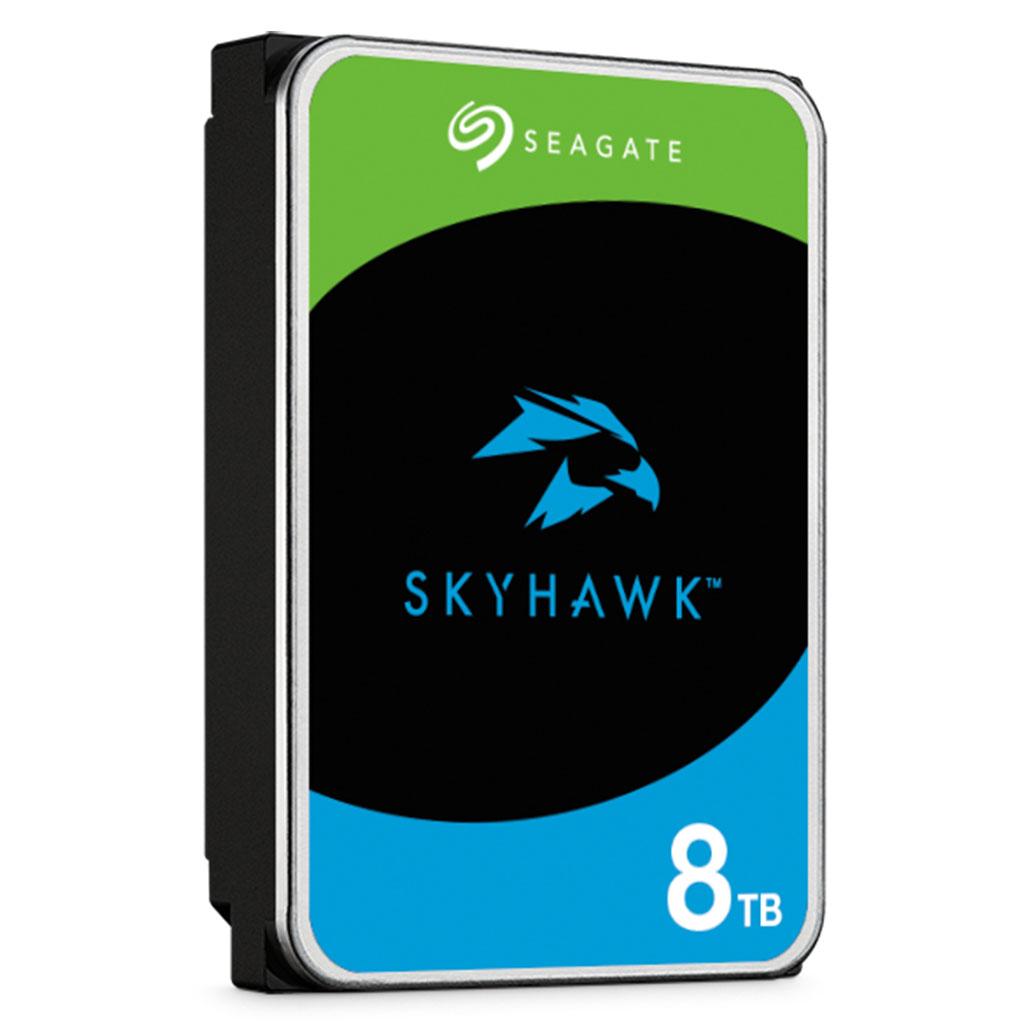 A large main feature product image of Seagate SkyHawk 3.5" Surveillance HDD - 8TB 256MB