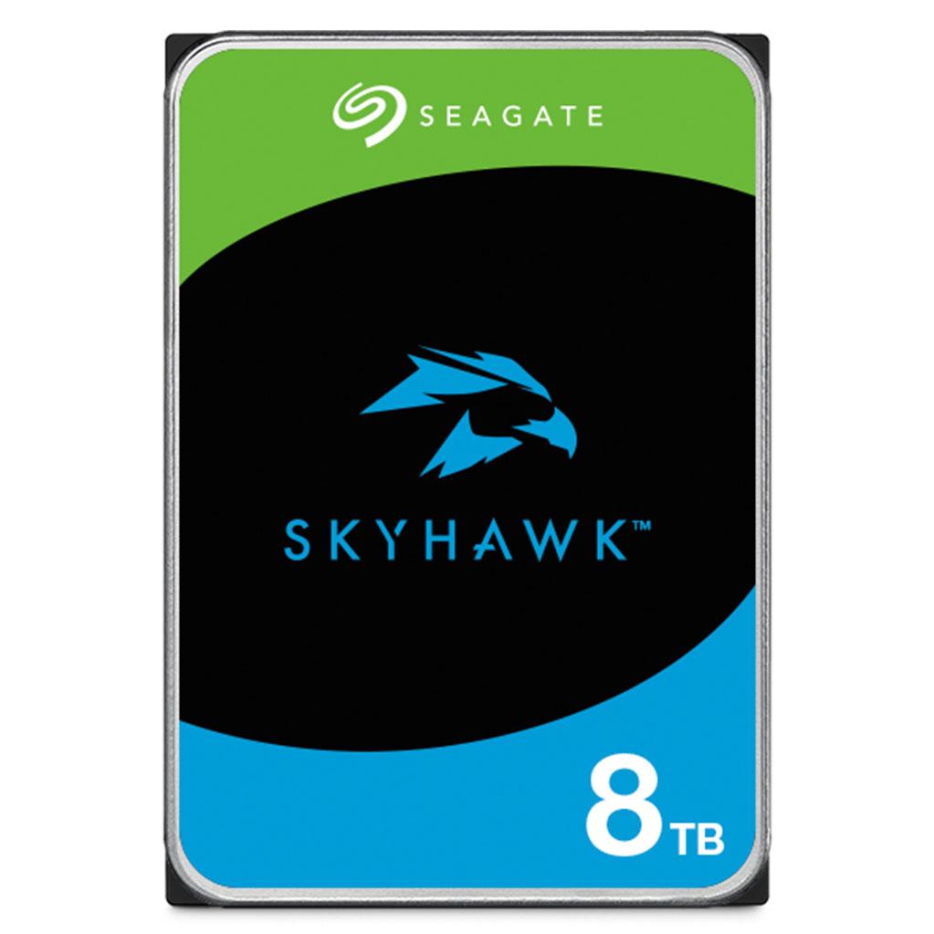 A large main feature product image of Seagate SkyHawk 3.5" Surveillance HDD - 8TB 256MB