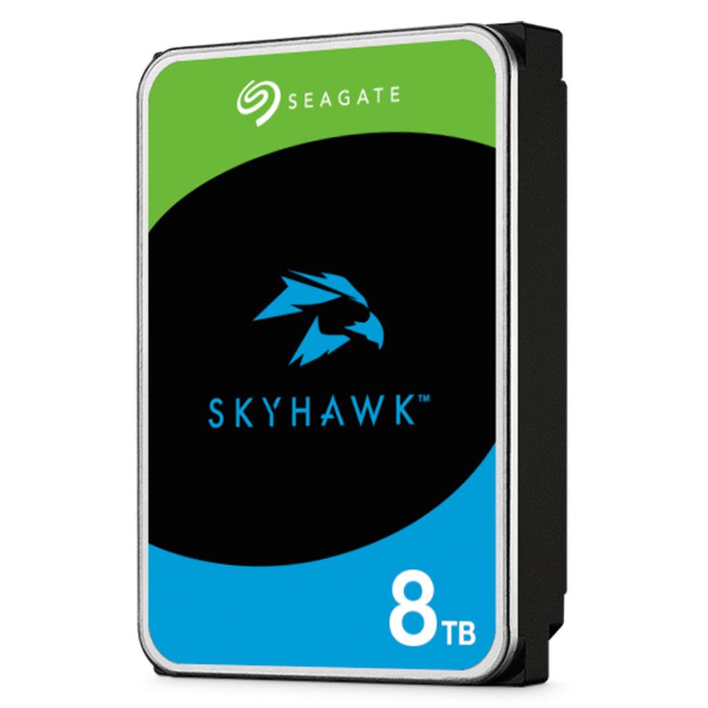 A large main feature product image of Seagate SkyHawk 3.5" Surveillance HDD - 8TB 256MB
