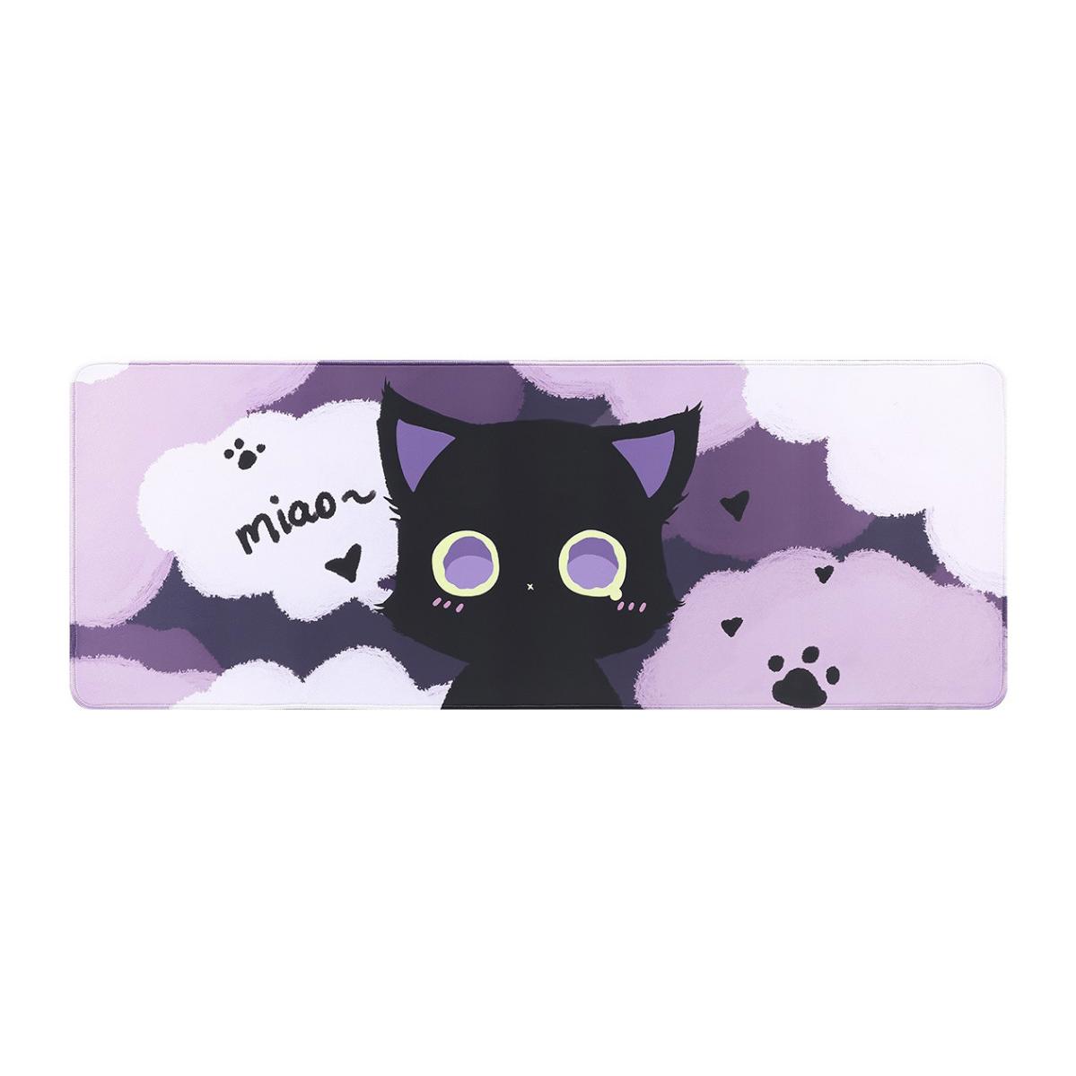 A large main feature product image of YUNZII Oversized Cartoon Kitten Desk Mat Mousepad (Black Cat)