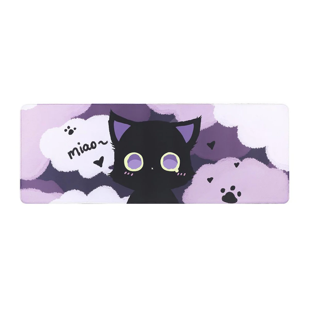 YUNZII Oversized Cartoon Kitten Desk Mat Mousepad (Black Cat)