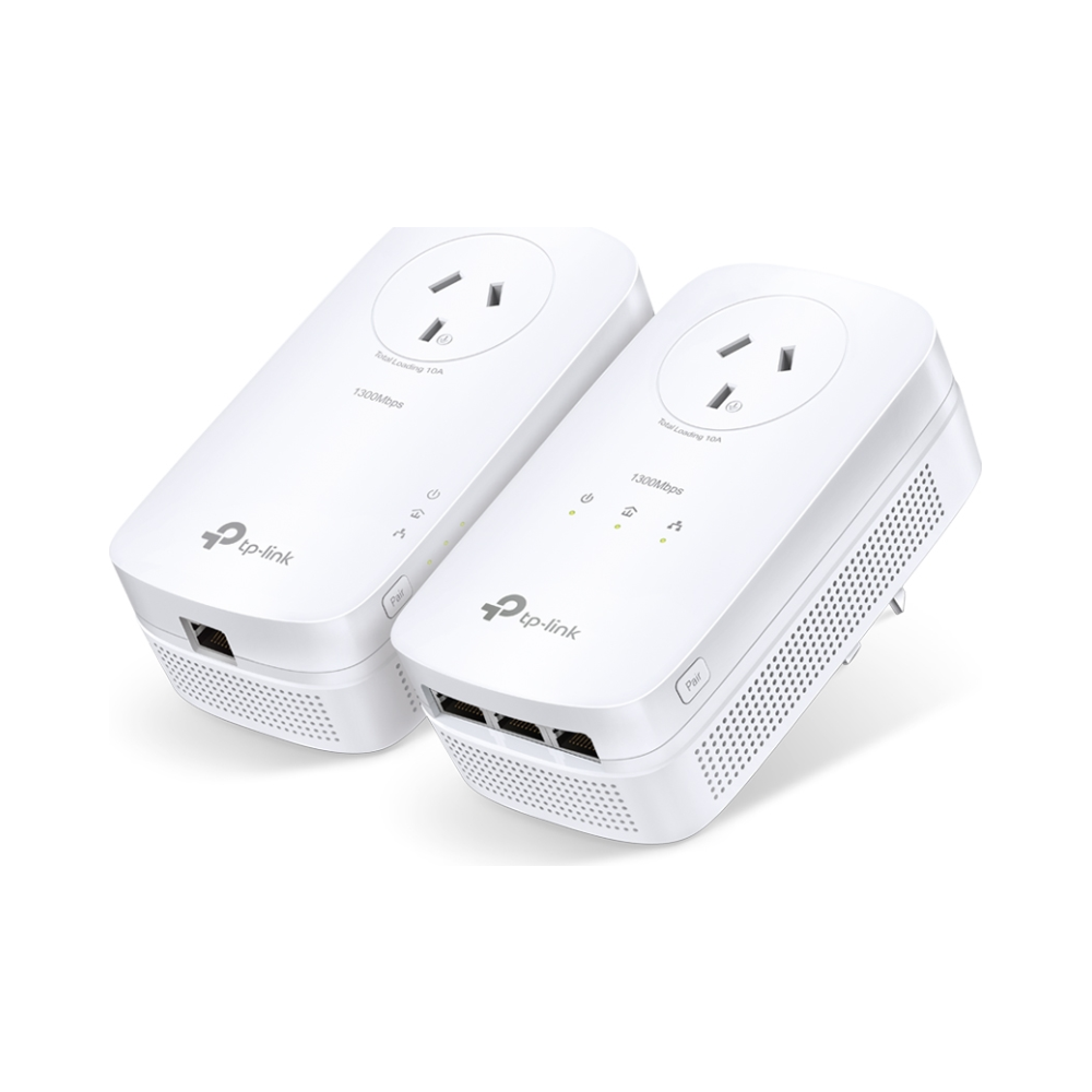 A large main feature product image of EX-DEMO TP-Link PA8033P KIT - AV1300 3-Port Gigabit Passthrough Powerline Starter Kit