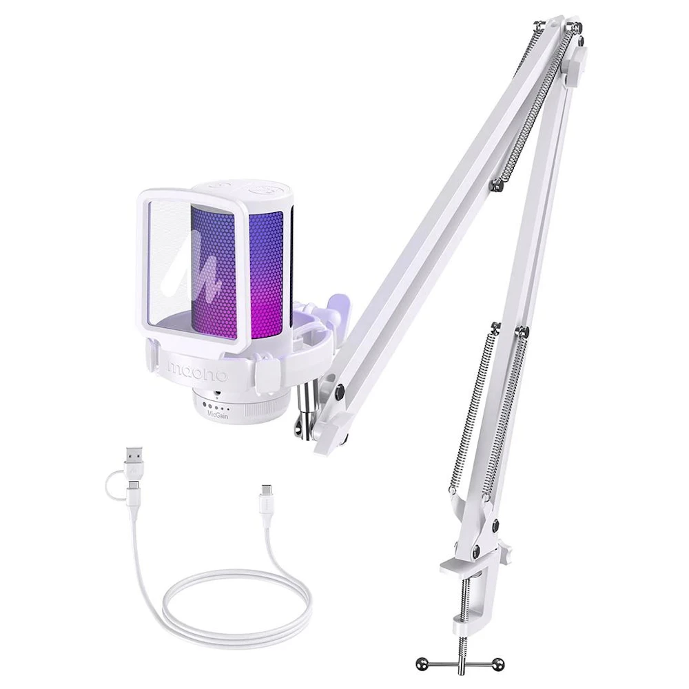 MAONO DGM20S Gamerwave Condenser USB Gaming RGB Microphone (White)