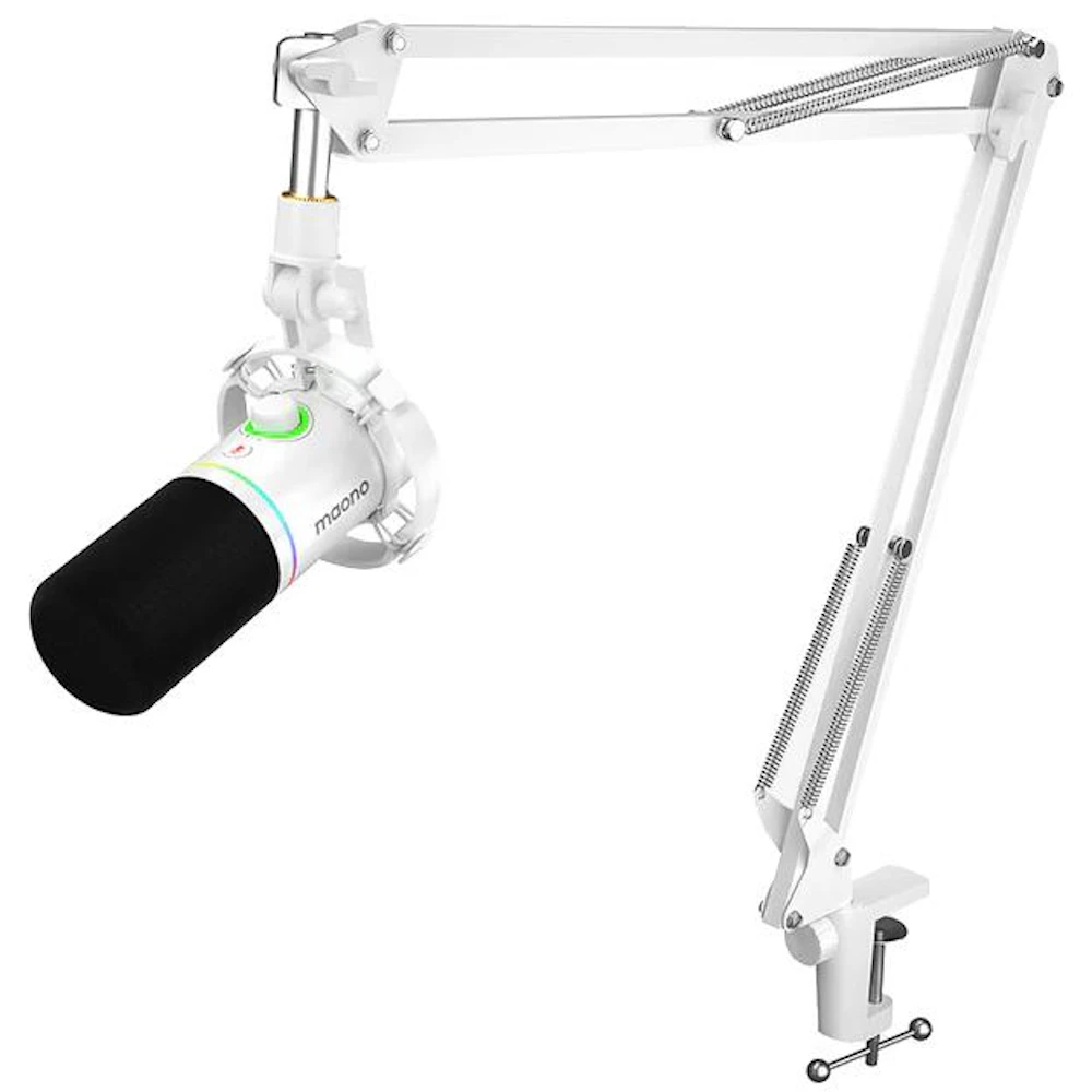MAONO PD200XS USB/XLR Dynamic Microphone Set with Boom Arm (White)