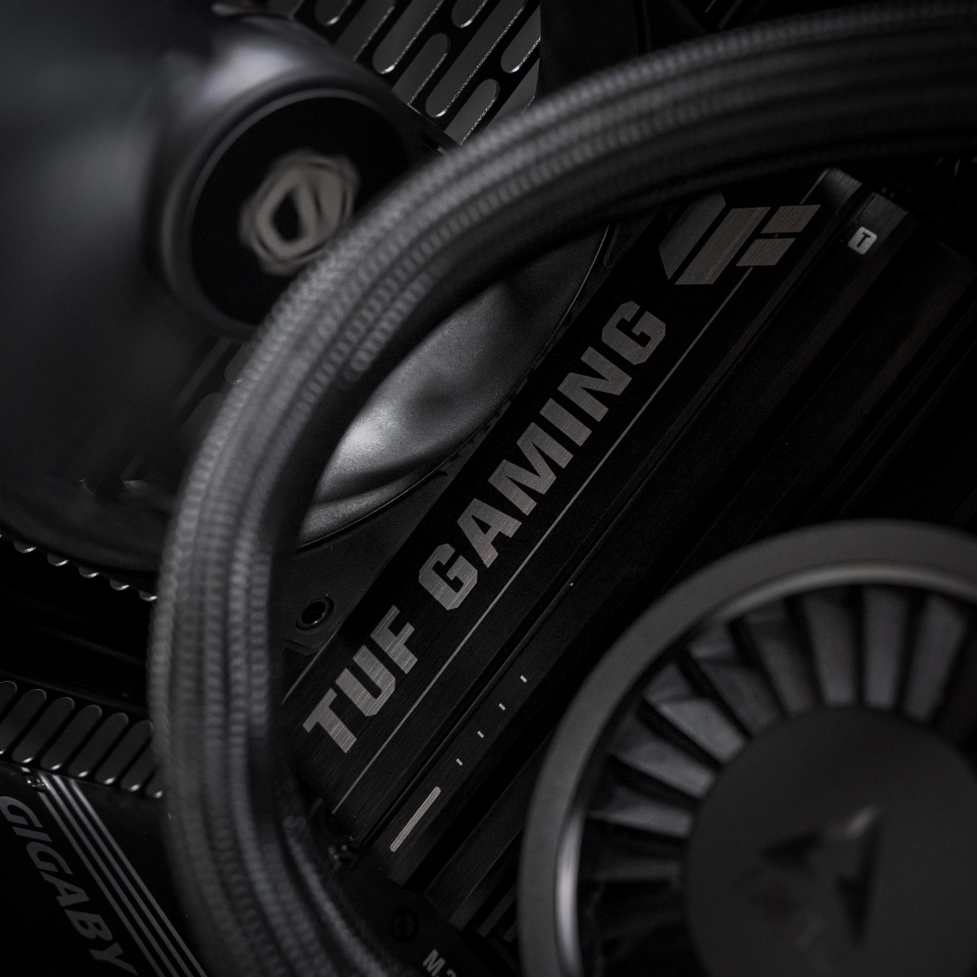 A large main feature product image of PLE Blackout RTX 5080 Prebuilt Ready to go Gaming PC