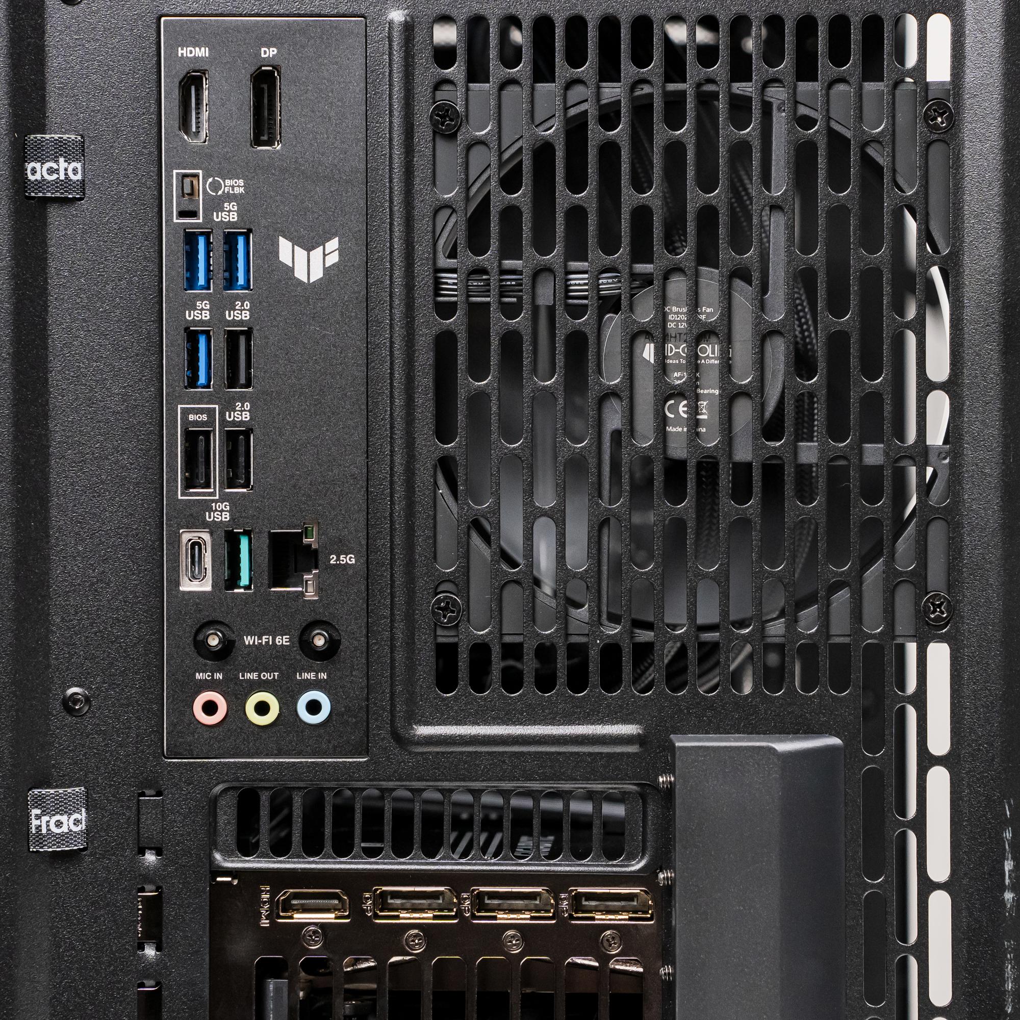 A large main feature product image of PLE Blackout RTX 5080 Prebuilt Ready to go Gaming PC